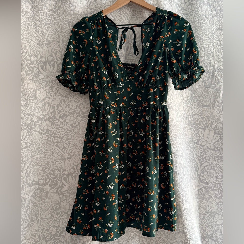 Green Floral Mini Dress